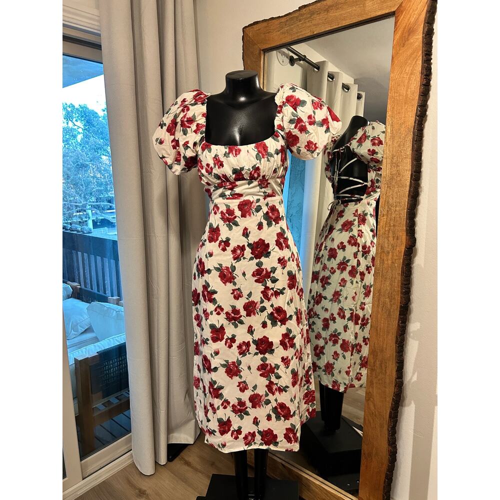 Floral backless cotton Dress by Savanah Taylor Size Small retail $118